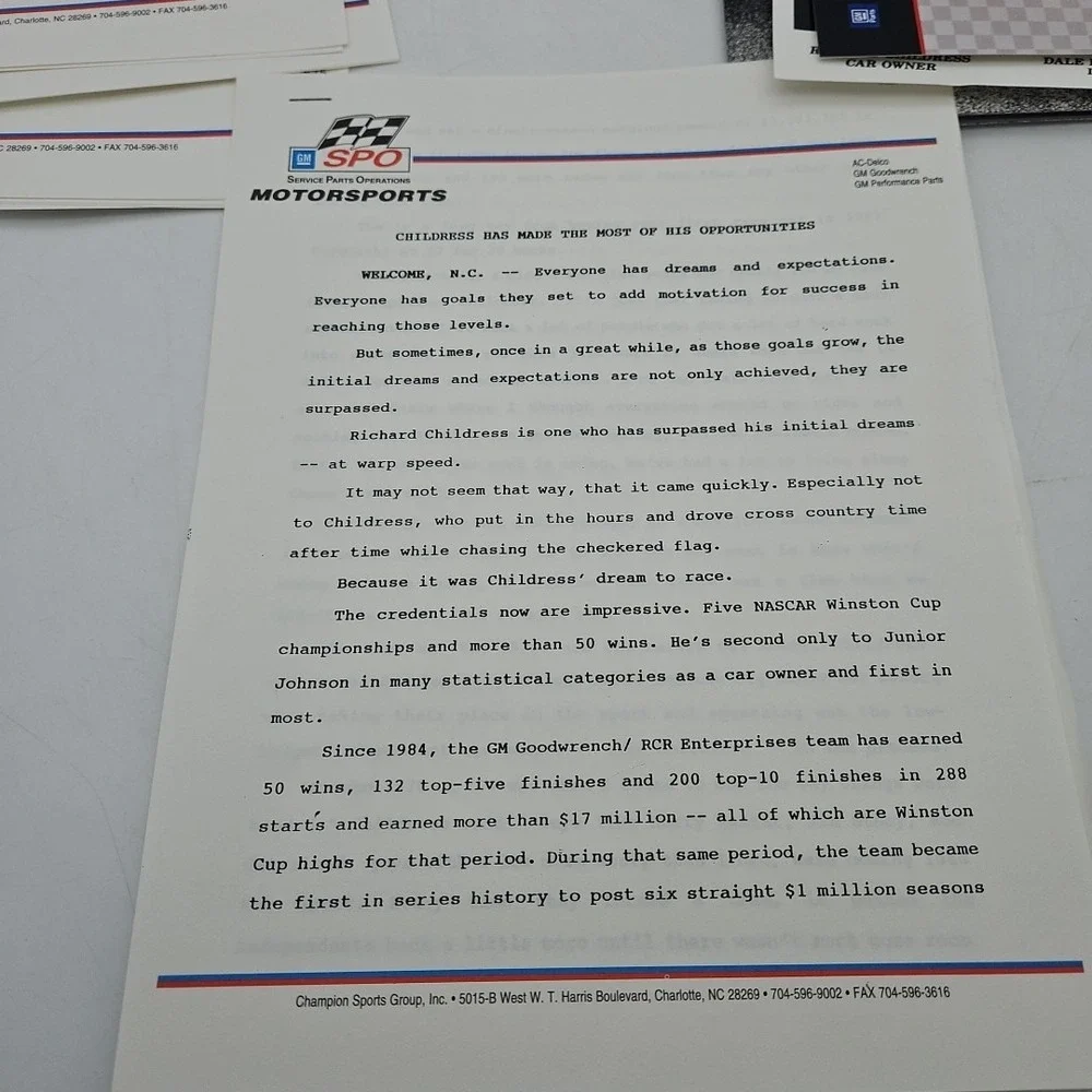 Vintage Dale Earnhardt Press Kit‎ 1993 Champion Richard Childress Nascar Rare